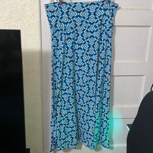 Lularoe Blue, Orange & Pink Geometric Design Simply Comfortable Maxi Skirt